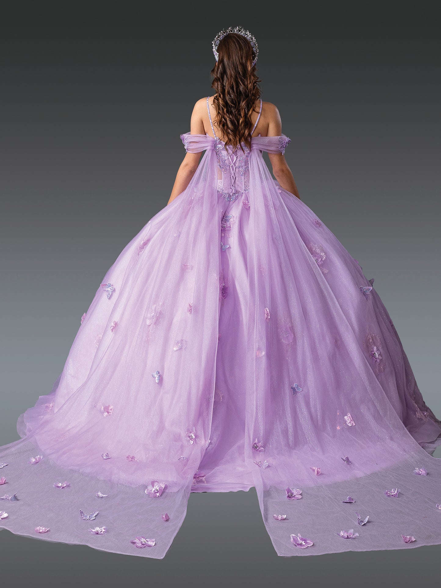 Strapless Quinceañera Gown with Beaded Bodice and Floral Appliqué Skirt