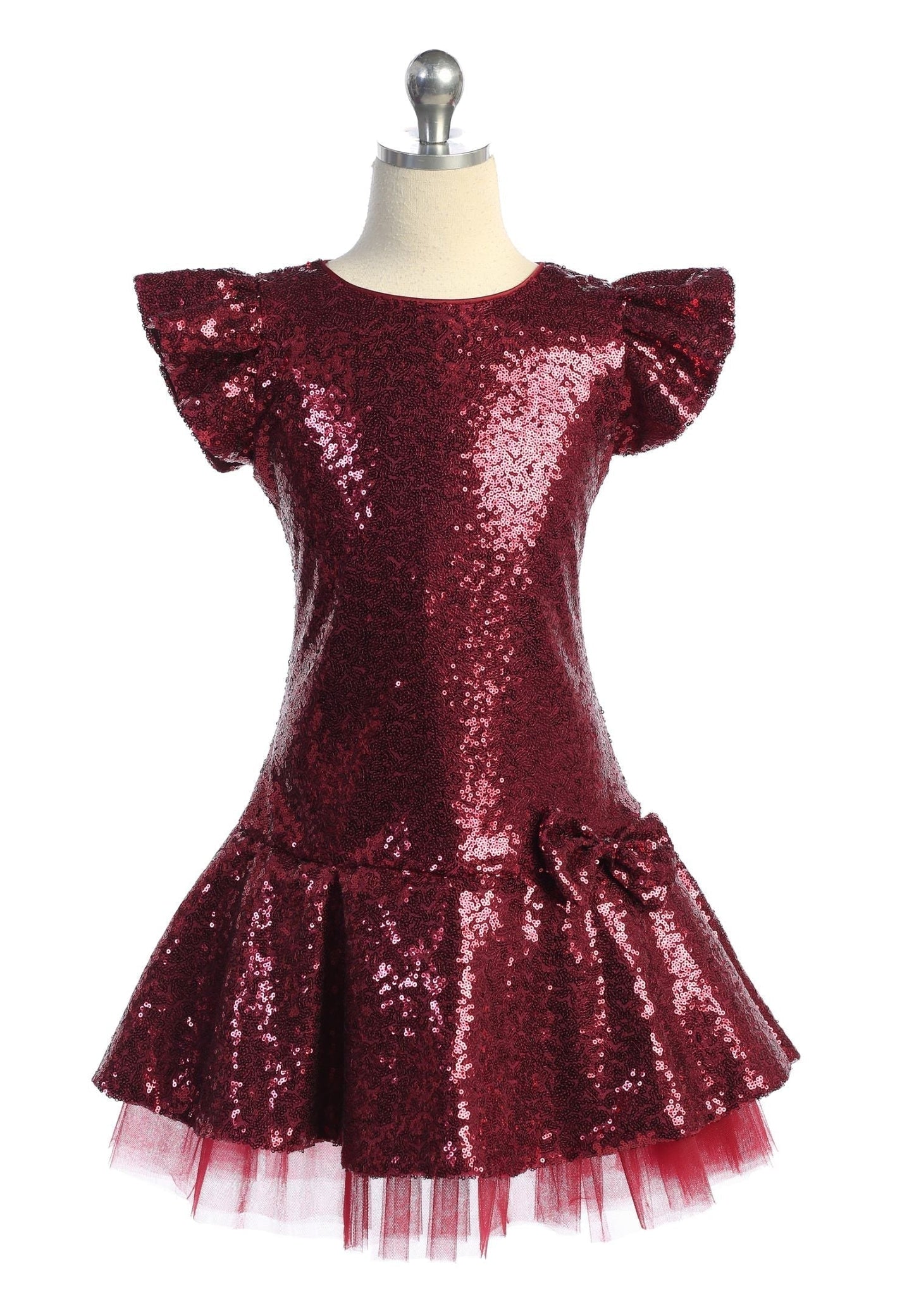 Sequin Ruffle Sleeve Tutu Dress/Rainbow
