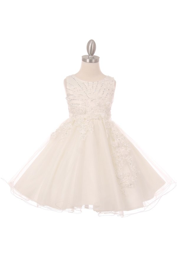 STYLE NO : 9022 Pearl Blossom Glitter Tulle Dress