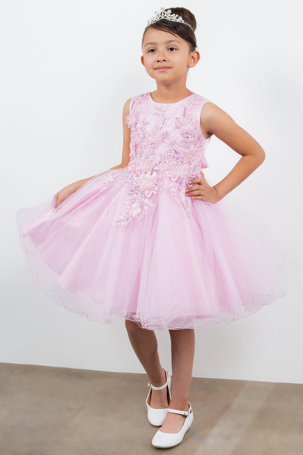 STYLE NO : 9150 super cute butterfly lace dress with glitter tulle dress