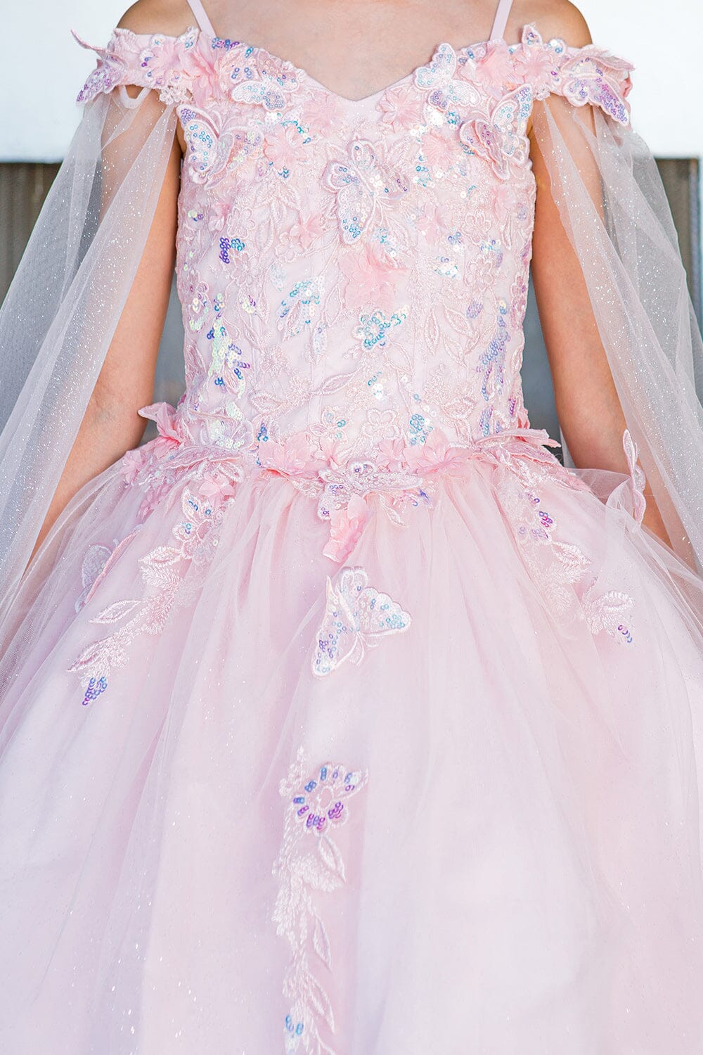 Girls Butterfly Cape Sleeve Gown STYLE NO : 8075