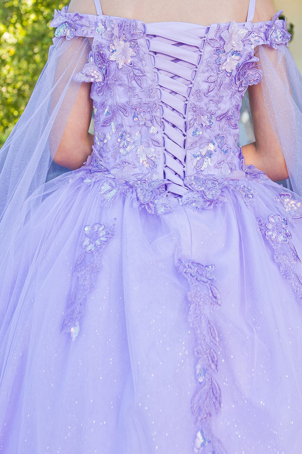 Girls Butterfly Cape Sleeve Gown STYLE NO : 8075