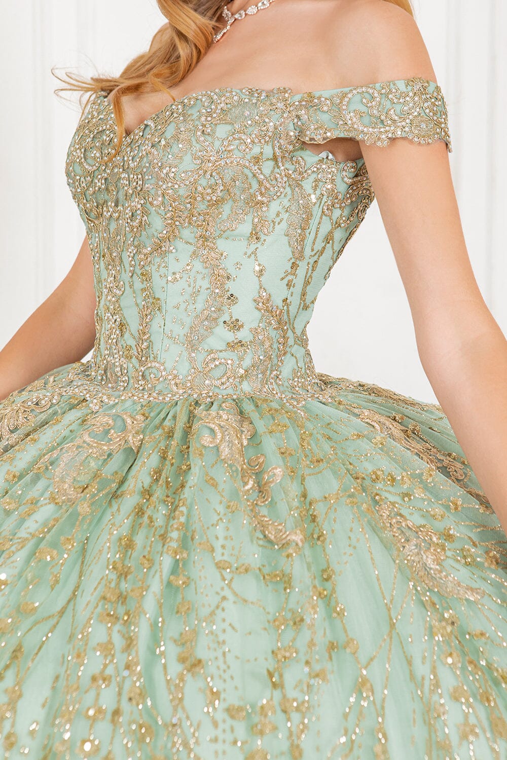GLITTER CAPE BALL GOWN