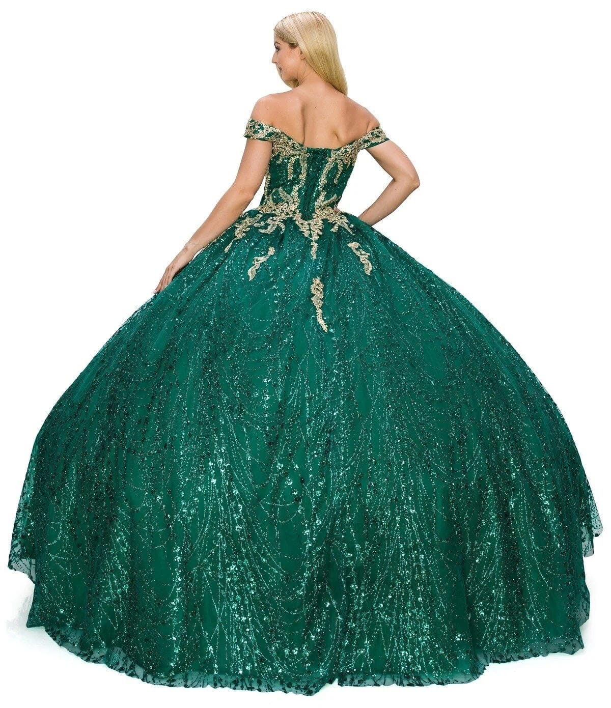GLITTER CAPE BALL GOWN