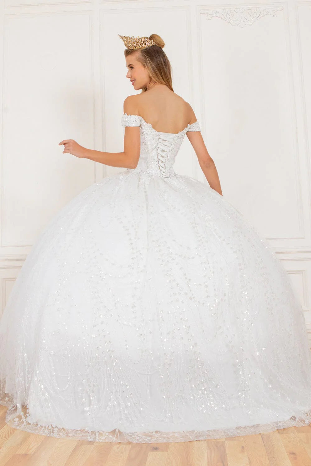 GLITTER CAPE BALL GOWN