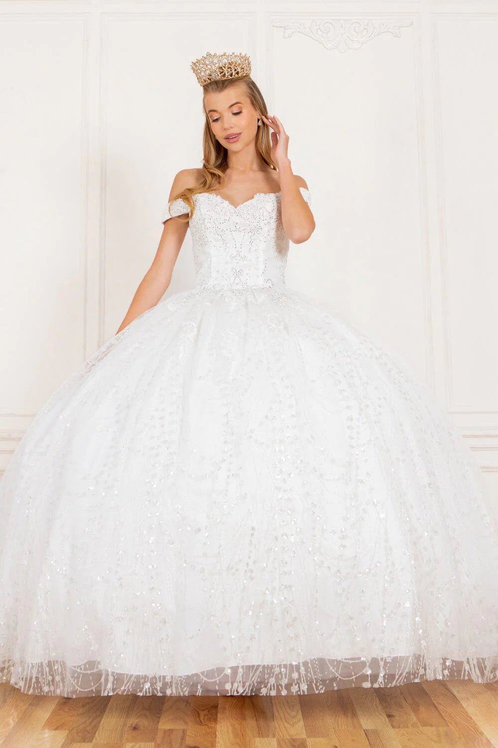 GLITTER CAPE BALL GOWN