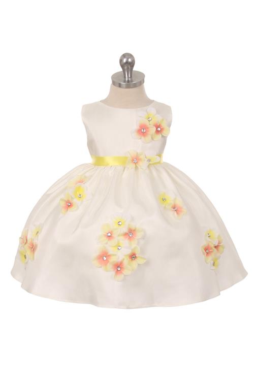 Style No. 219-F Shantung Dress Decorated with Flower Petals