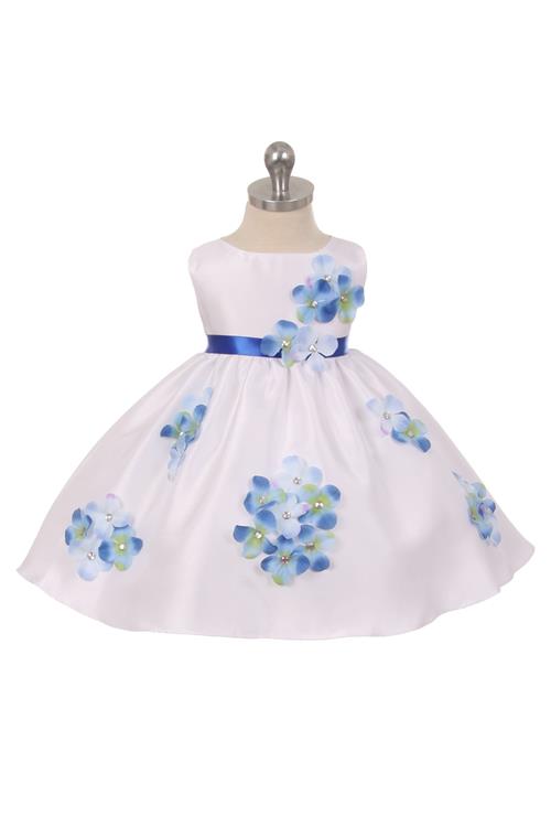 Style No. 219-F Shantung Dress Decorated with Flower Petals