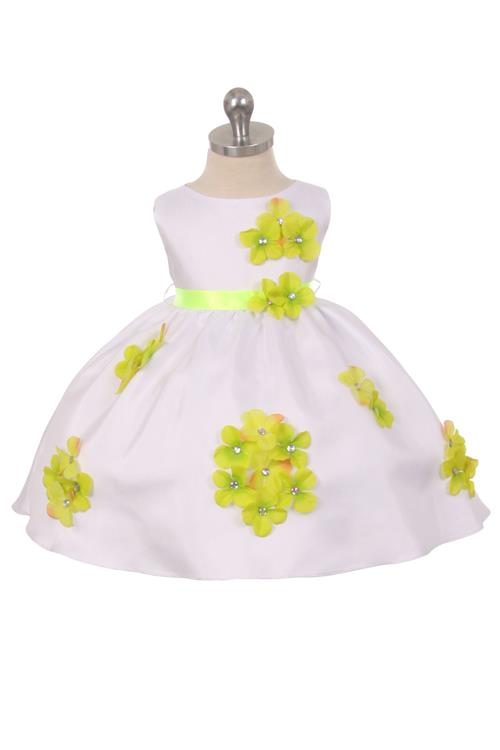 Style No. 219-F Shantung Dress Decorated with Flower Petals