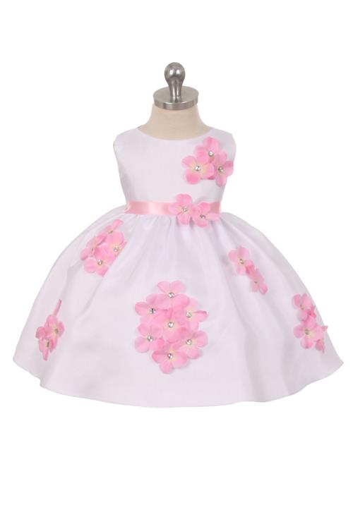 Style No. 219-F Shantung Dress Decorated with Flower Petals