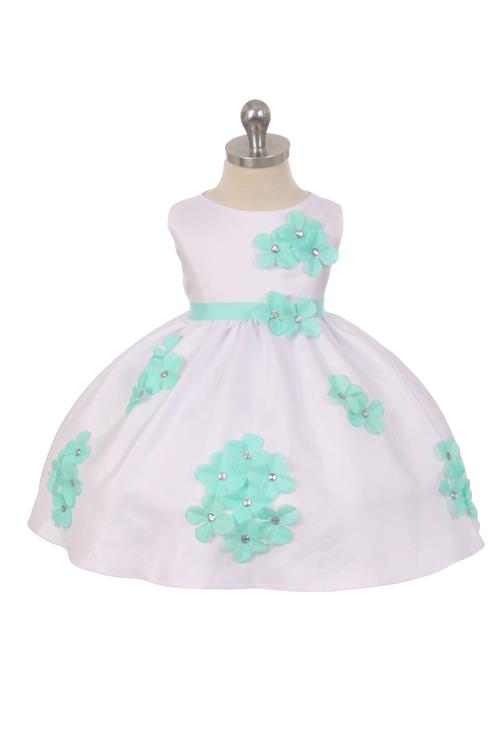 Style No. 219-F Shantung Dress Decorated with Flower Petals