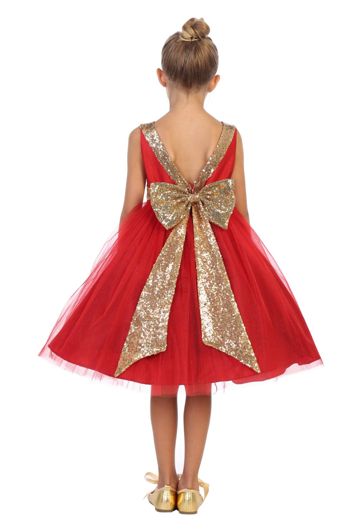 Style No. 498 Sequin Back V Dress