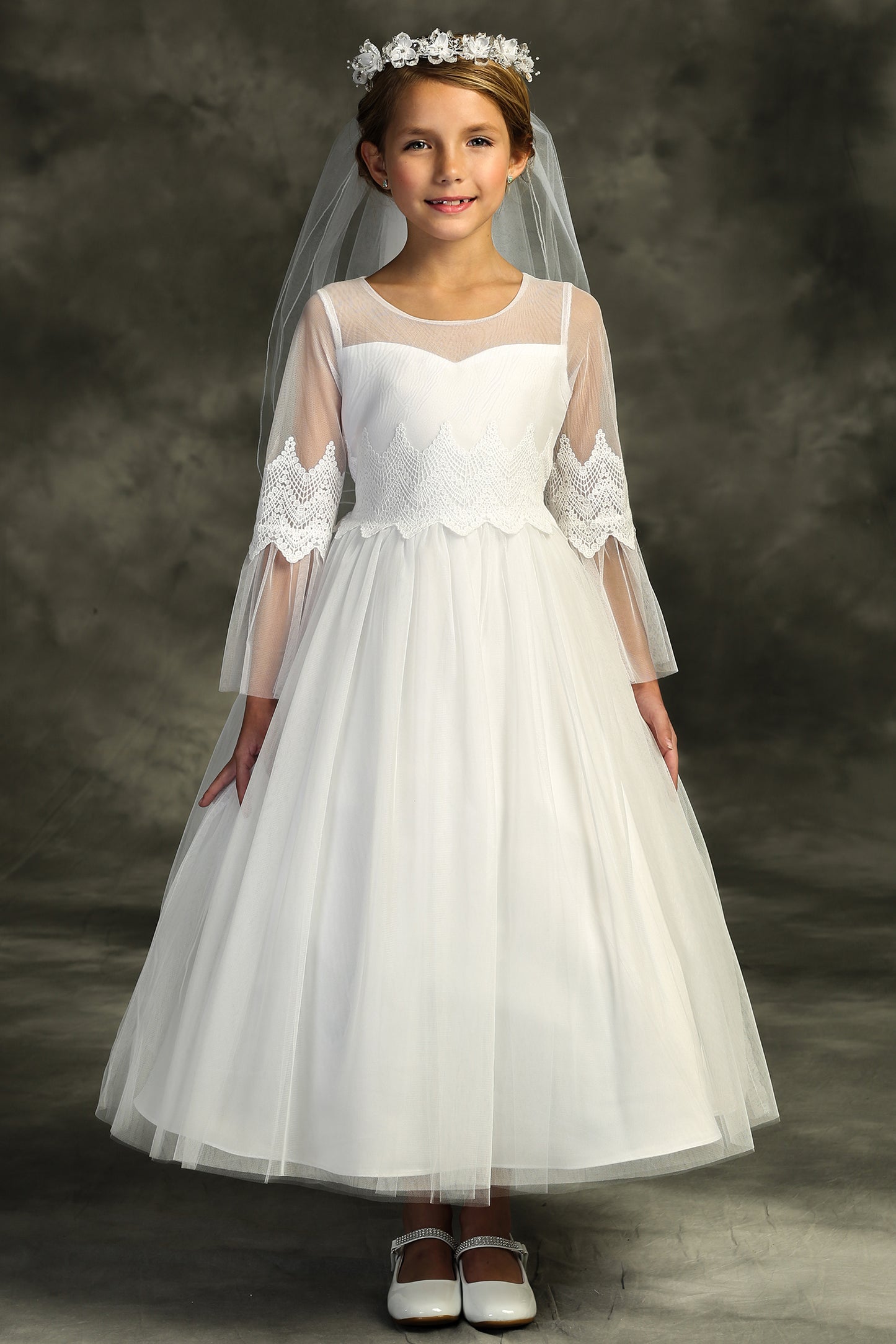Style No. 508 Embroidery Mesh Ruffle Sleeve Dress