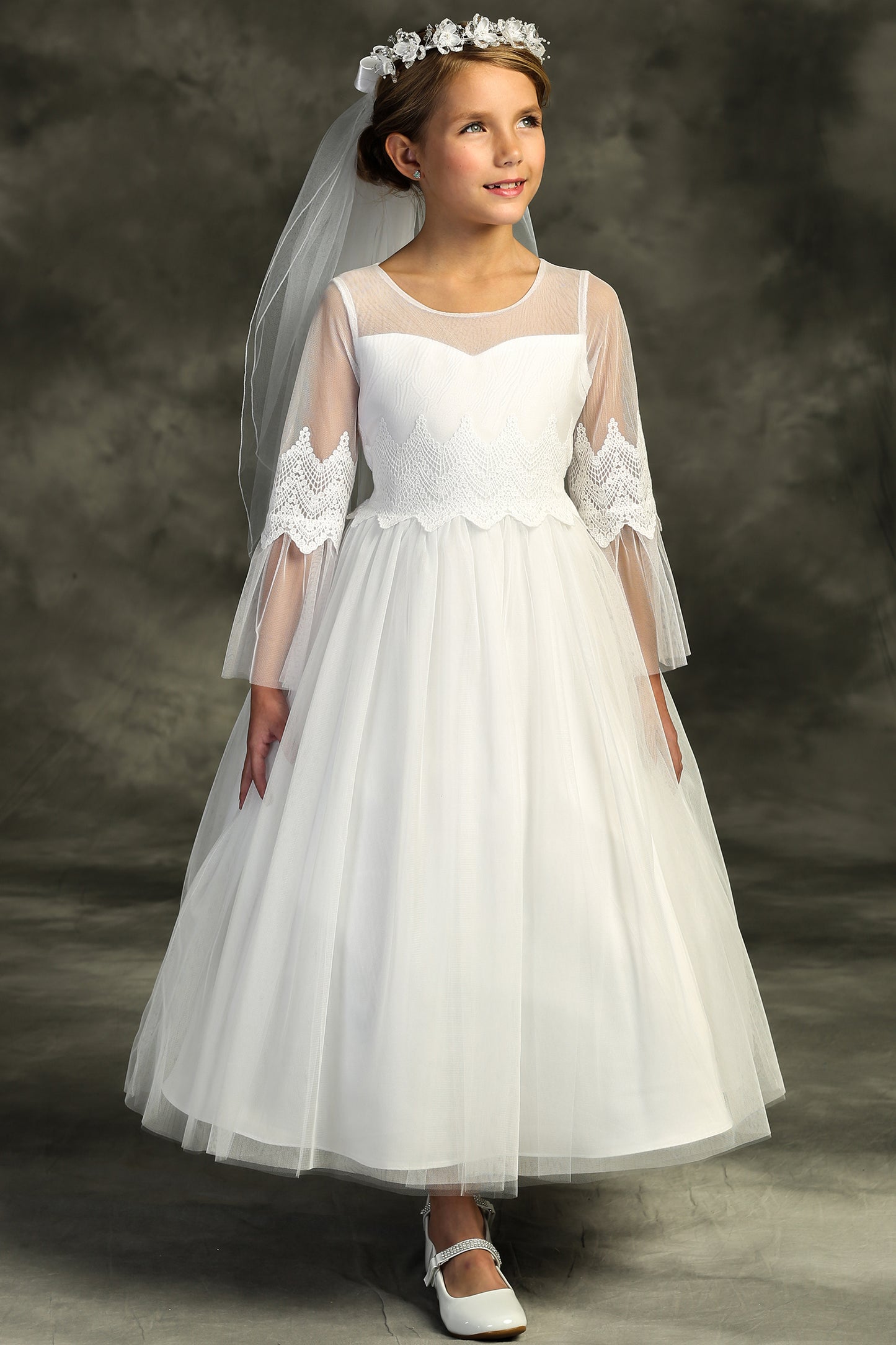 Style No. 508 Embroidery Mesh Ruffle Sleeve Dress