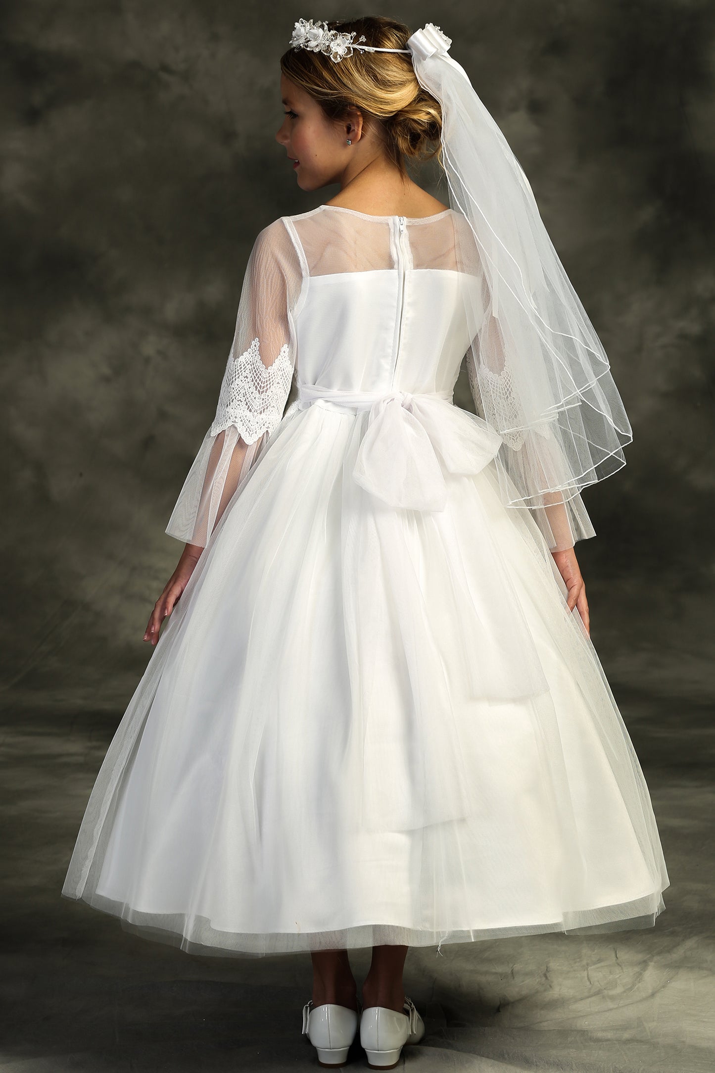 Style No. 508 Embroidery Mesh Ruffle Sleeve Dress