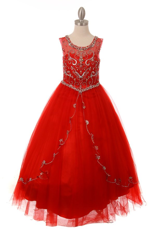Style #8005 Gorgeous Elegant hand beaded rhinestone Bateau neckline dress