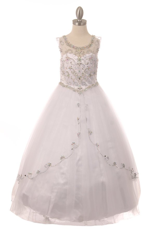 Style #8005 Gorgeous Elegant hand beaded rhinestone Bateau neckline dress