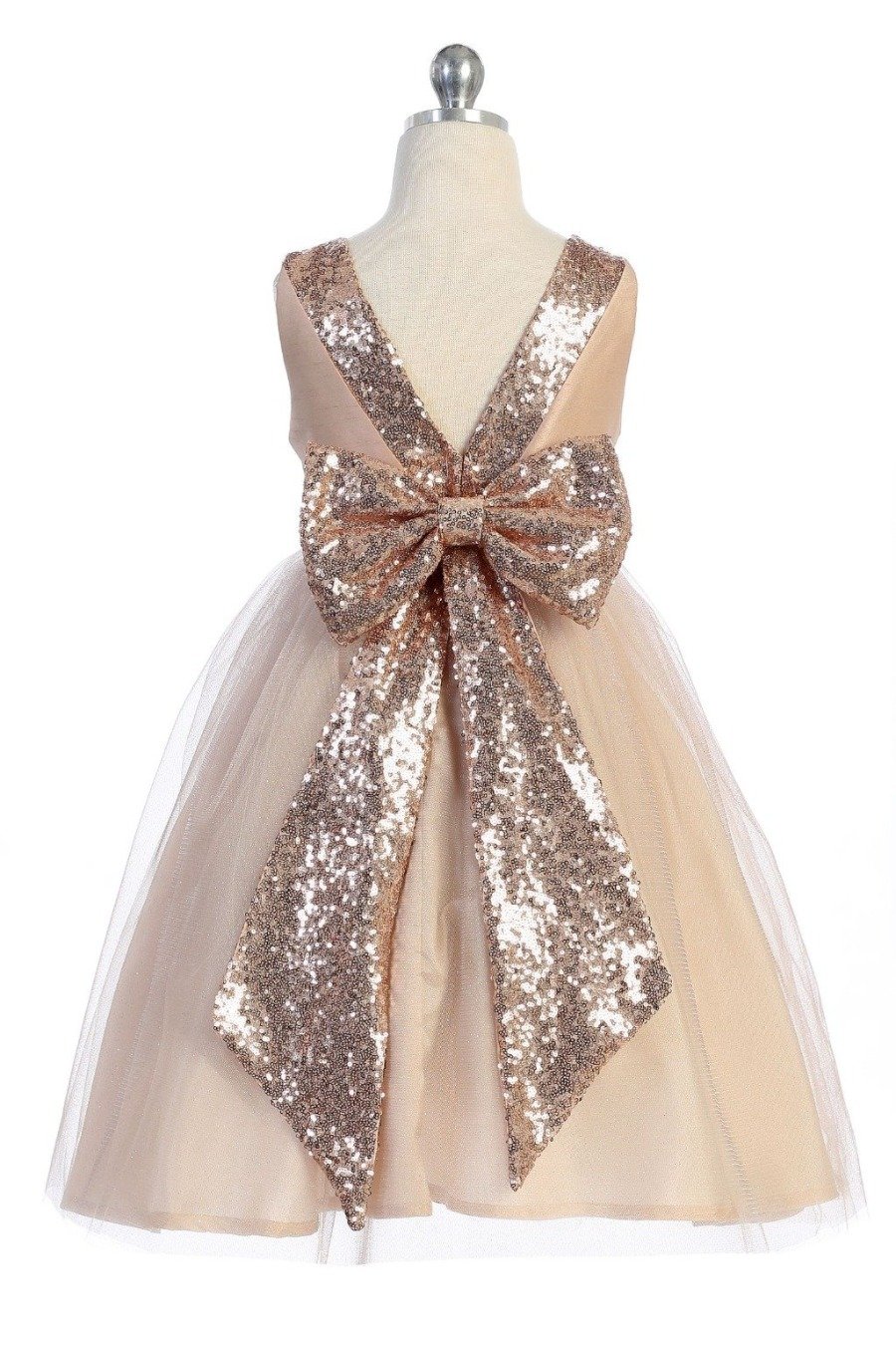 Style No. 498 Sequin Back V Dress