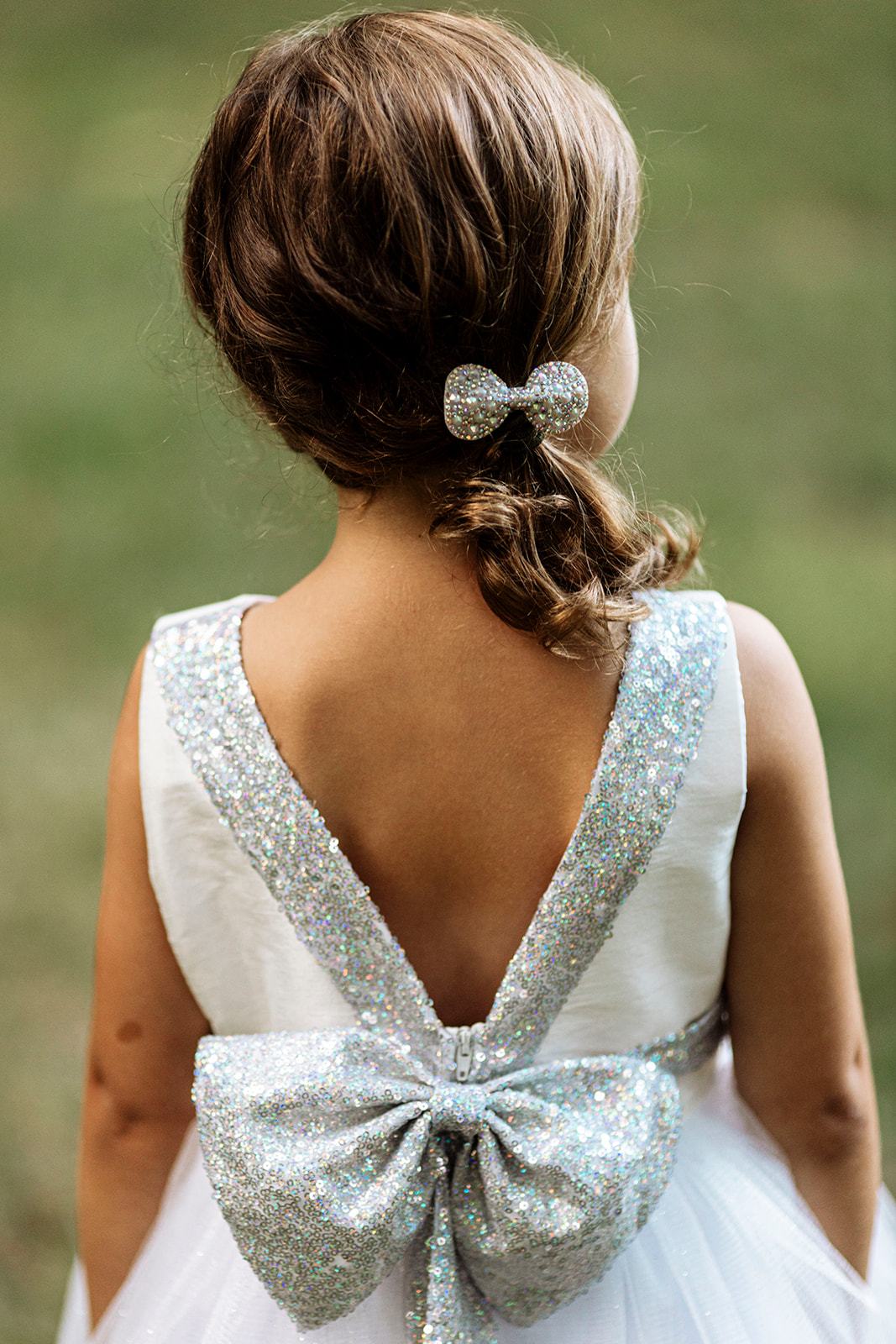 Style No. 498 Sequin Back V Dress