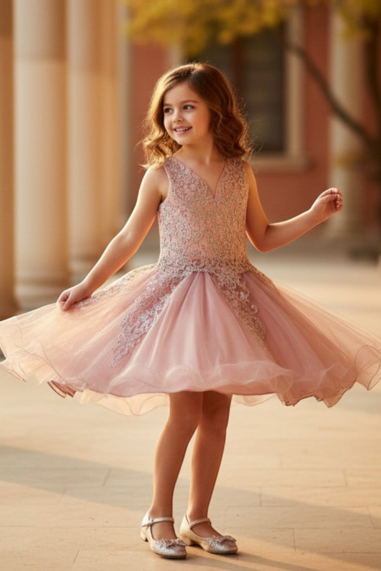 Style #5110 Elegant illusion tulle short dress