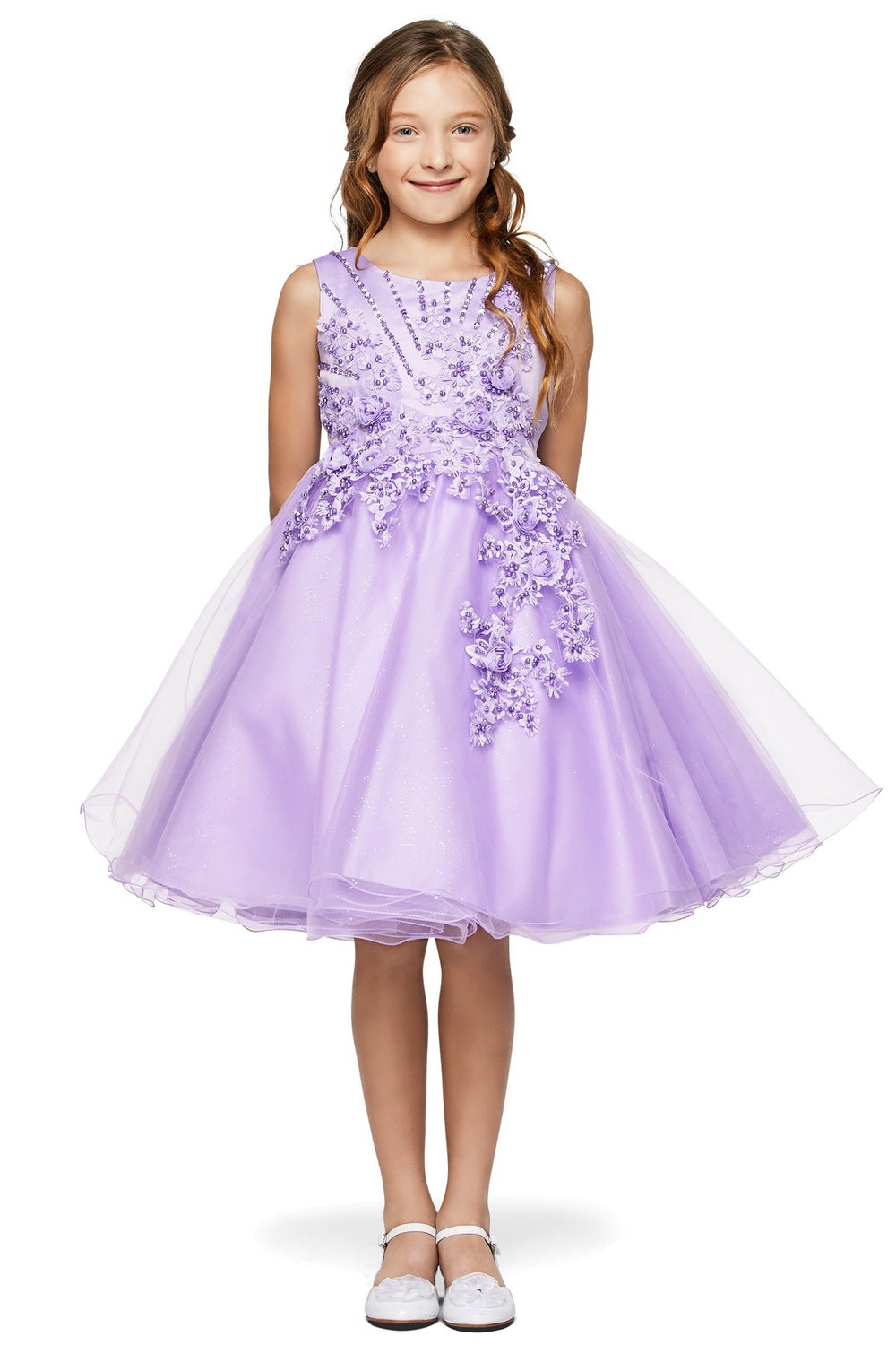 STYLE NO : 9022 Pearl Blossom Glitter Tulle Dress