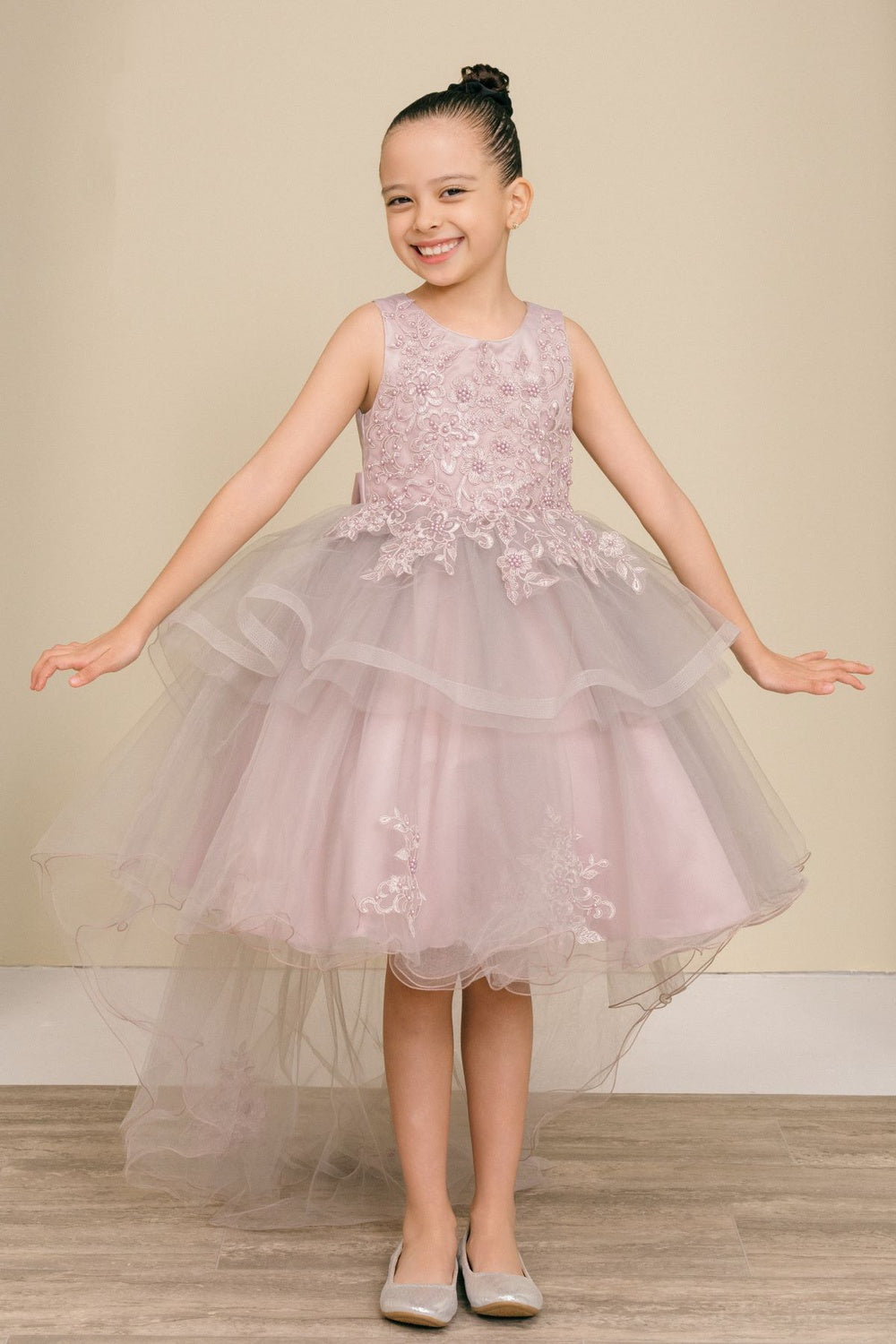 ✨ “Celestial Pearl Lace Gown” – Elegant Girls Dress STYLE NO : 9120