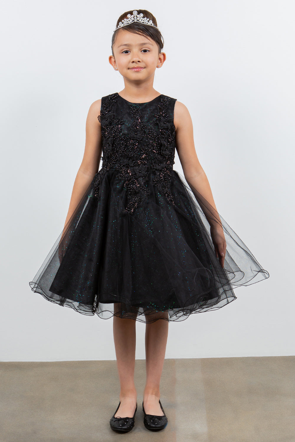 STYLE NO : 9150 super cute butterfly lace dress with glitter tulle dress