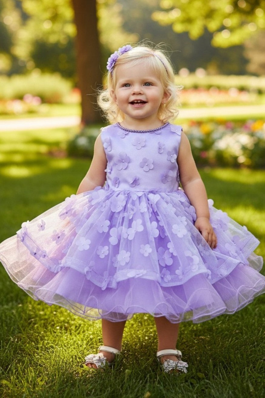 STYLE NO : 9170B 3d Daisy Tulle Flower Baby Dress
