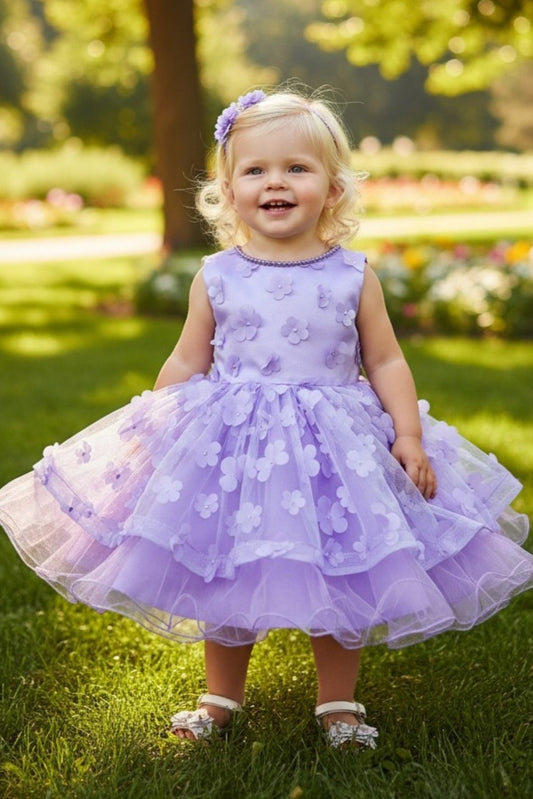 STYLE NO : 9170B 3d Daisy Tulle Flower Baby Dress