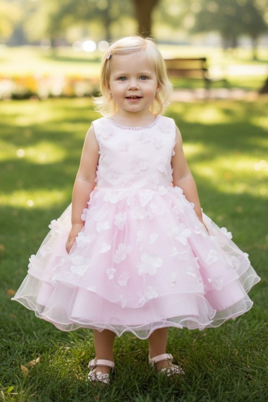 STYLE NO : 9170B 3d Daisy Tulle Flower Baby Dress