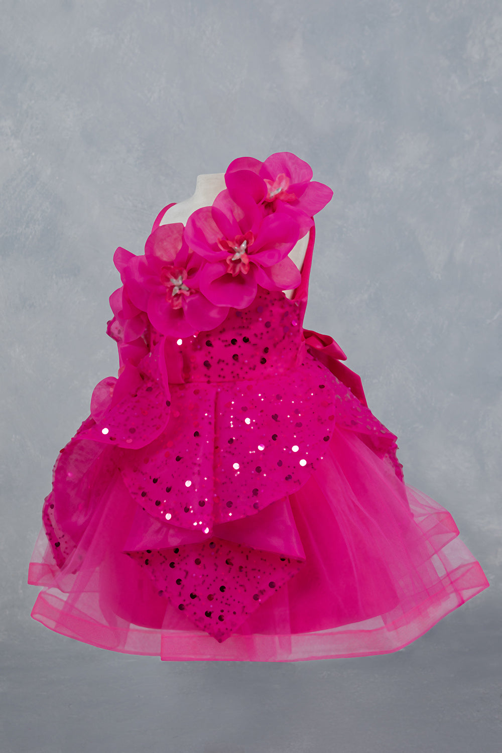 STYLE NO : 9181B Little Fashionistas gown with handcrafted floral applique
