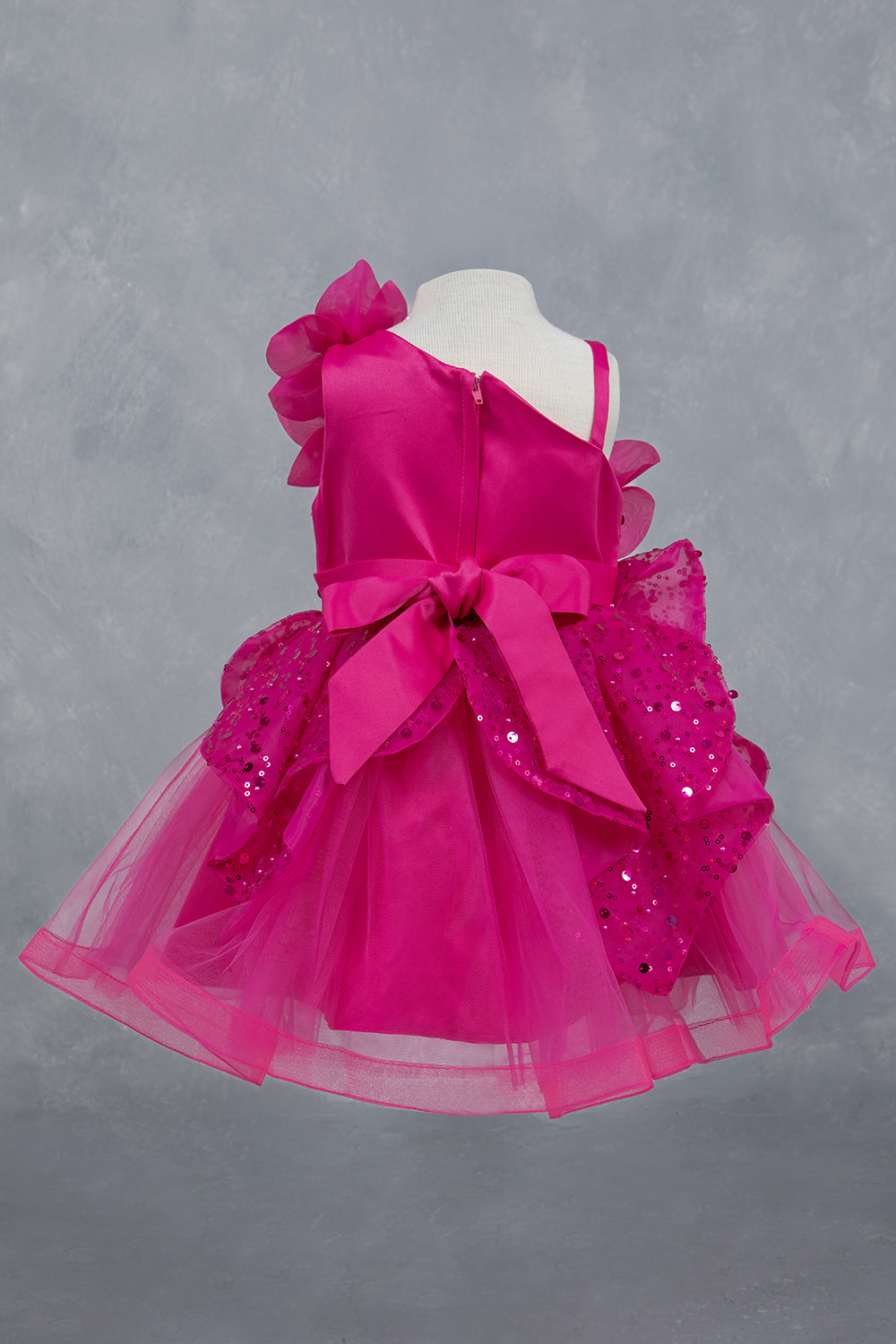 STYLE NO : 9181B Little Fashionistas gown with handcrafted floral applique