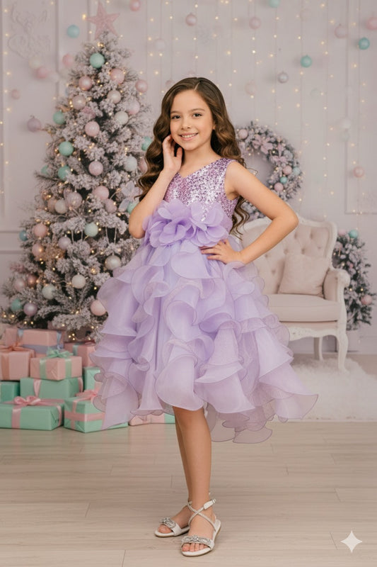 Ruffle Lace Lilac Dress STYLE NO : 9179