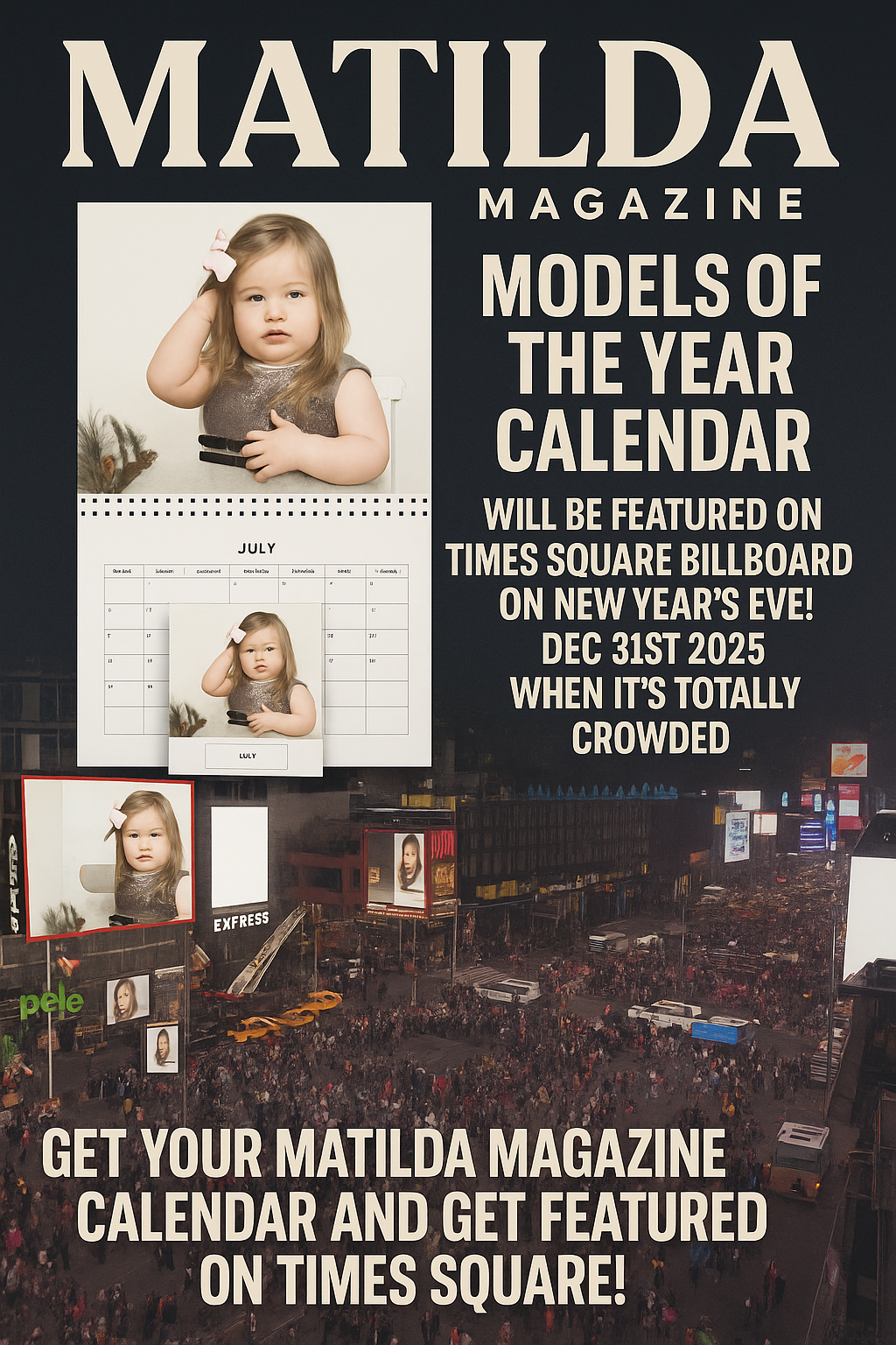 MODEL OF THE YEAR CALENDAR 2026 & TIME SQUARE BILLBOARD COMPLEMENTARY FEATURING -    DEC 31ST 2025.  FOR MODELS ALL AGES