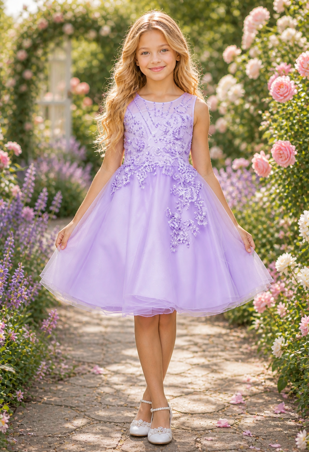 STYLE NO : 9022 Pearl Blossom Glitter Tulle Dress (Copy)