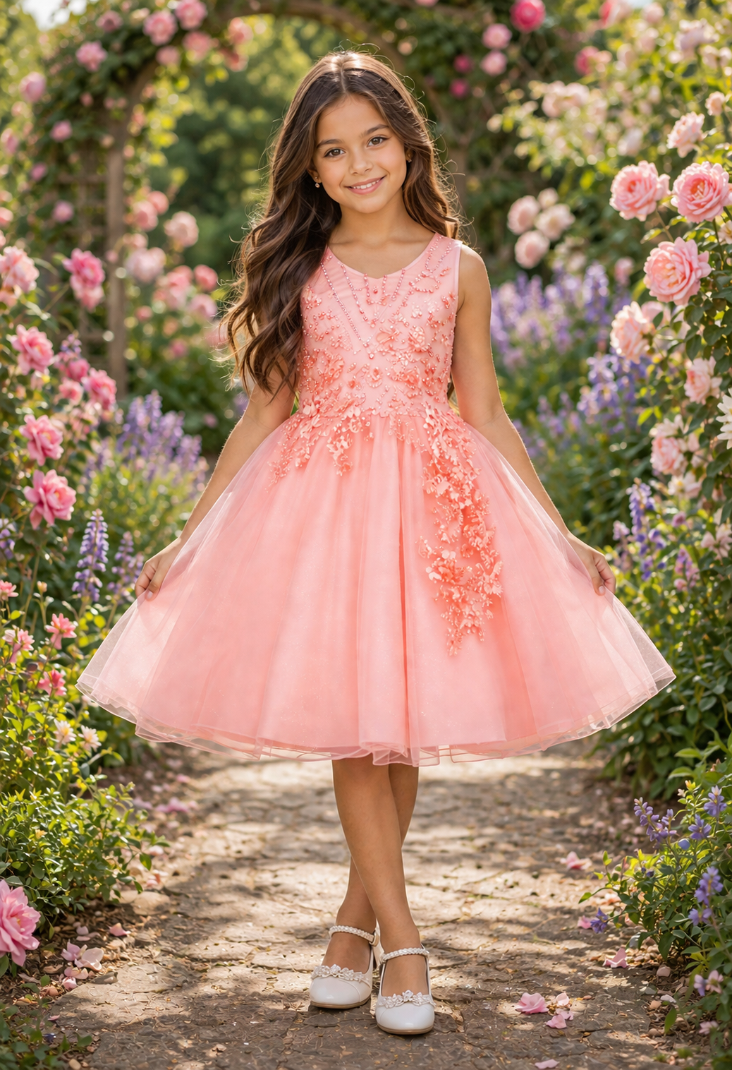 STYLE NO : 9022 Pearl Blossom Glitter Tulle Dress (Copy)