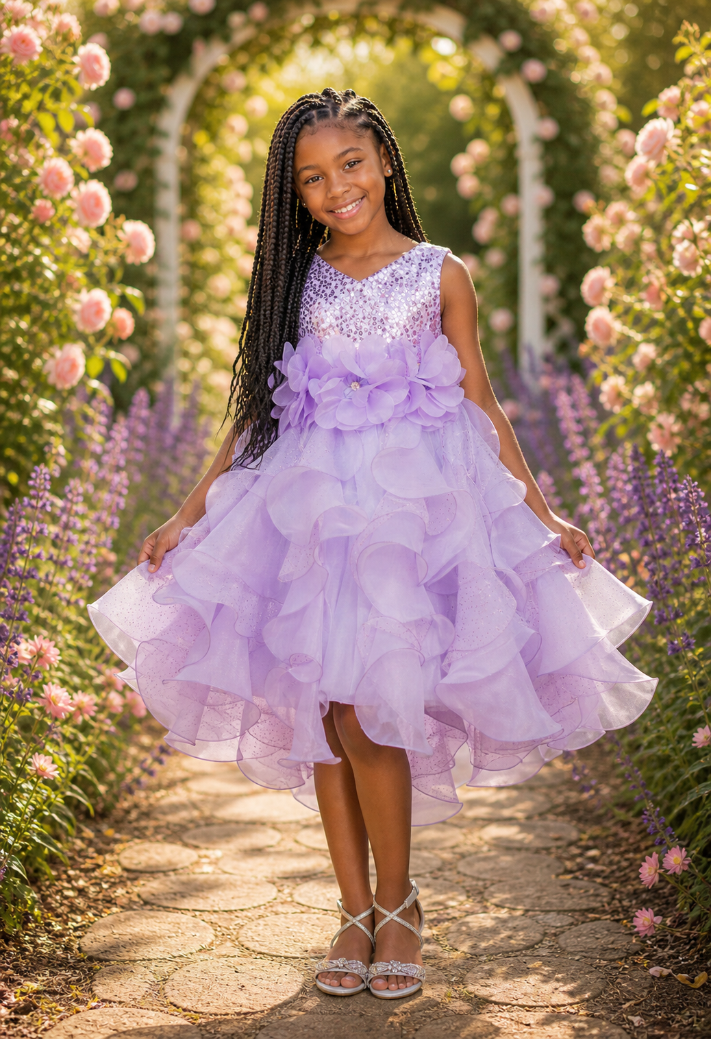 Ruffle Lace Lilac Dress STYLE NO : 9179