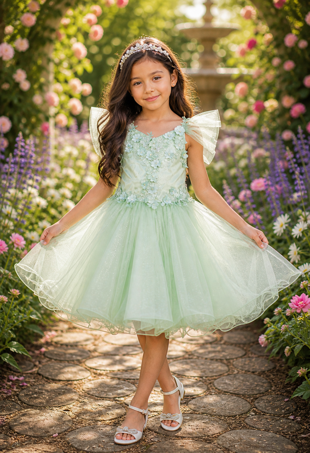 STYLE 5134 Elegant flower shoulder strap with a corset body adorned with 3D flowers perfect for your special occasion