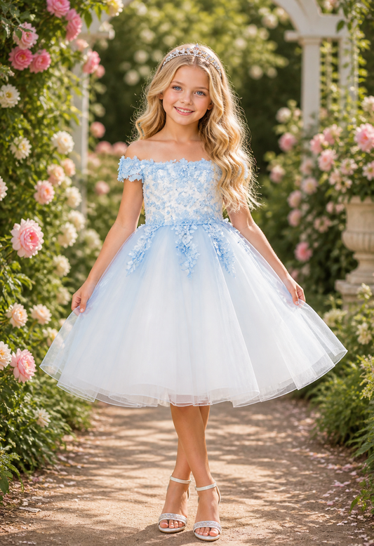 Style #9130 Gorgeous  Off Shoulder two tones Spring Dress Blue