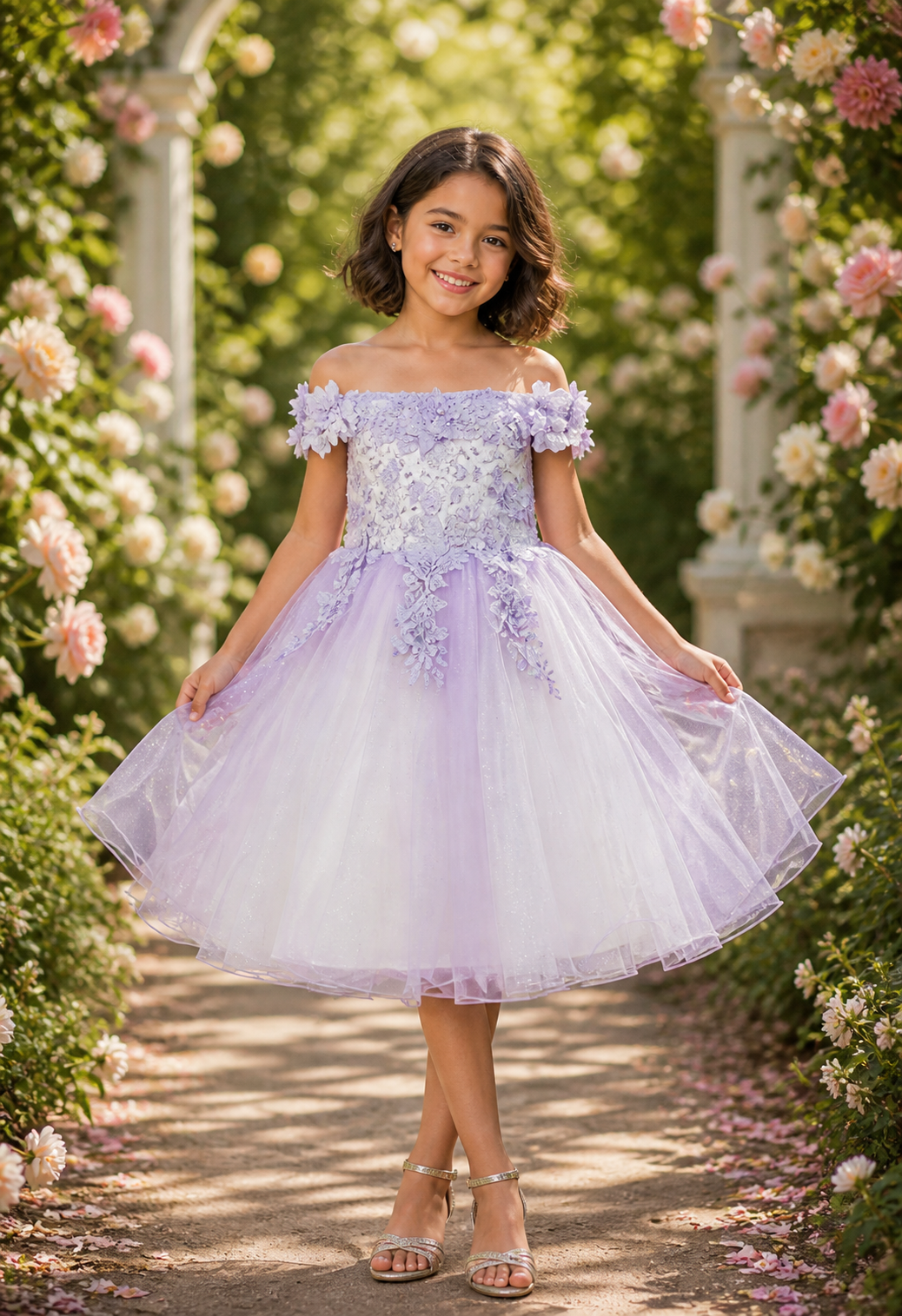 Style #9130 Gorgeous  Off Shoulder two tones Spring Dress Lilac