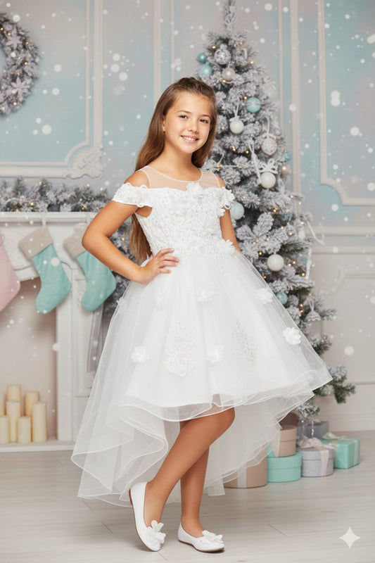 #9119  "LALA & ERINA" Elegant hand-crafted lace dress