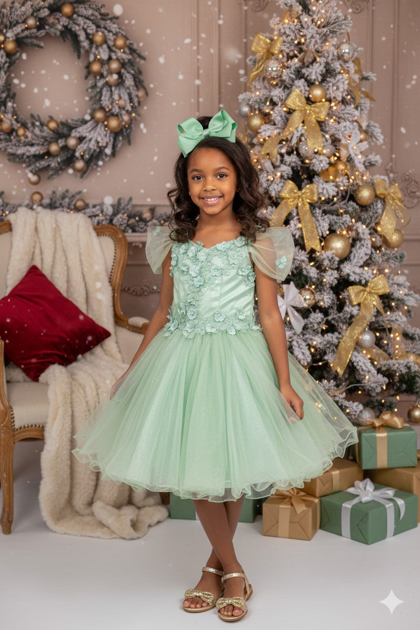 STYLE 5134 Elegant flower shoulder strap with a corset body adorned with 3D flowers perfect for your special occasion