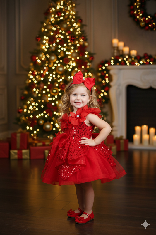 STYLE NO : 9181B Little Fashionistas gown with handcrafted floral applique