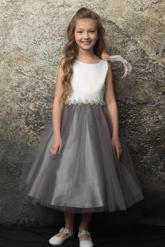 Rhinestone-Satin top with Tulle Skirt