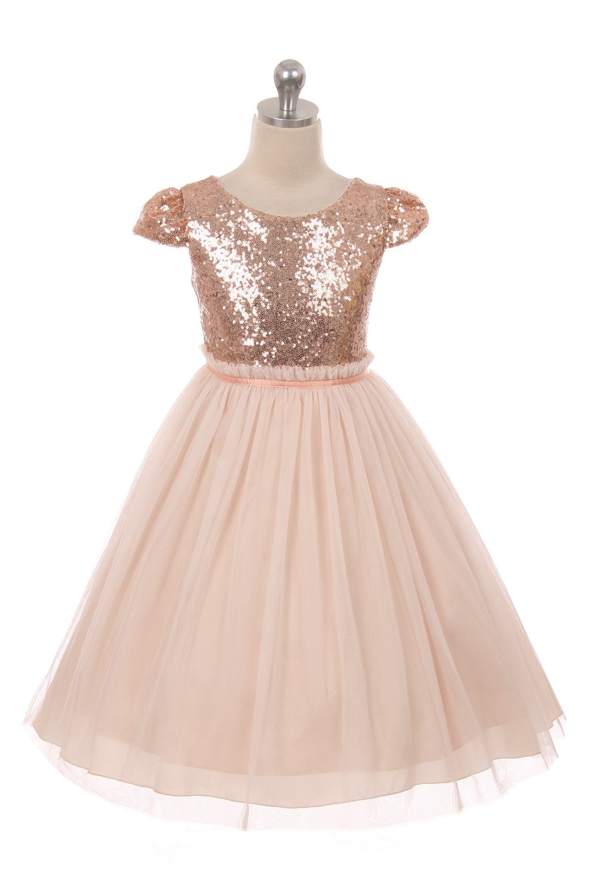 Style No. 410 Sequin Mesh Pleated Dress