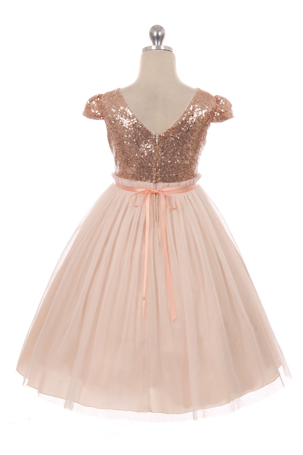 Style No. 410 Sequin Mesh Pleated Dress