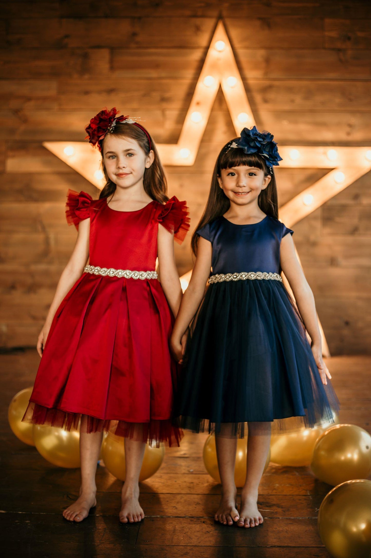 Style No. 452 Sleeve Satin Dress w/ Tulle