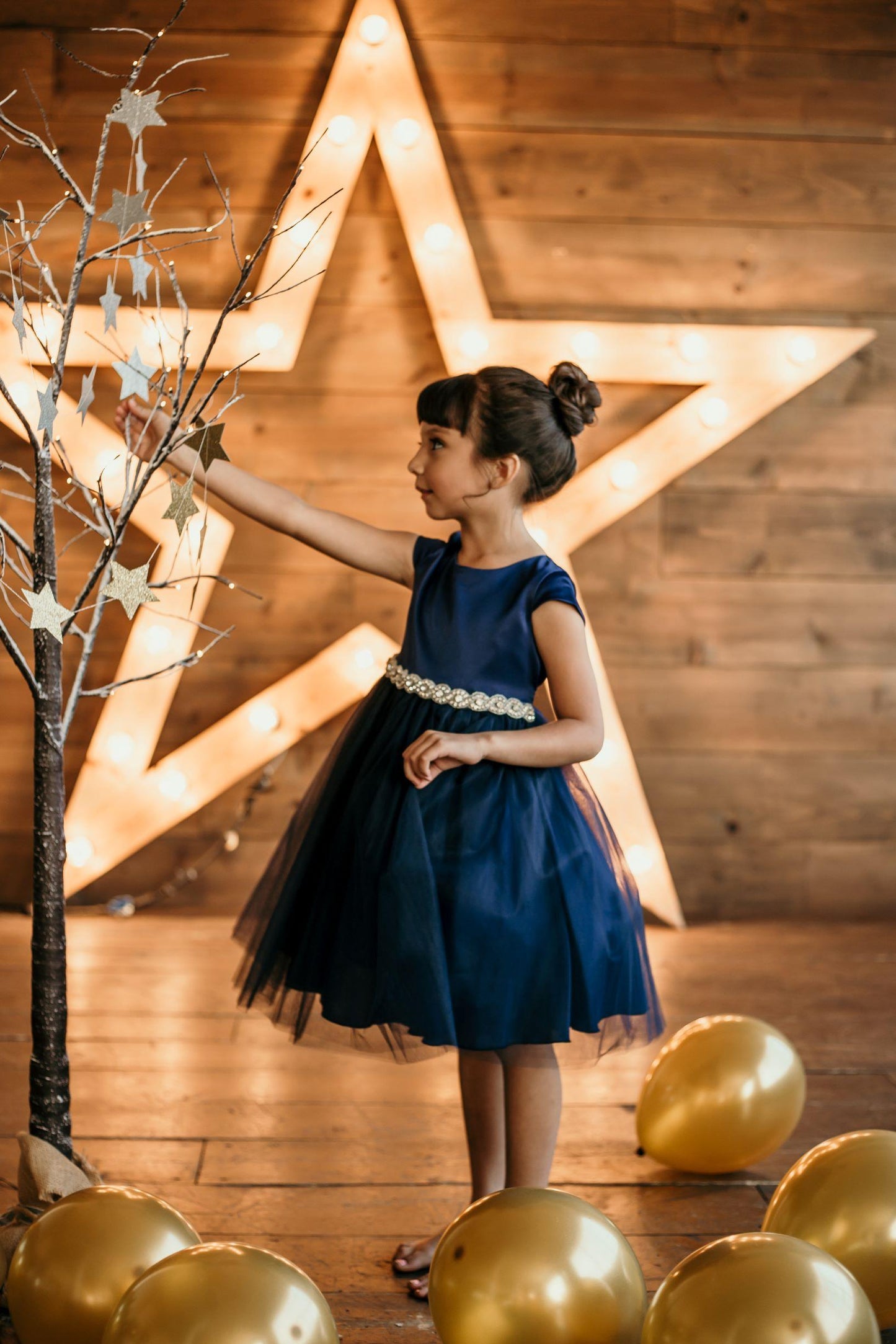 Style No. 452 Sleeve Satin Dress w/ Tulle