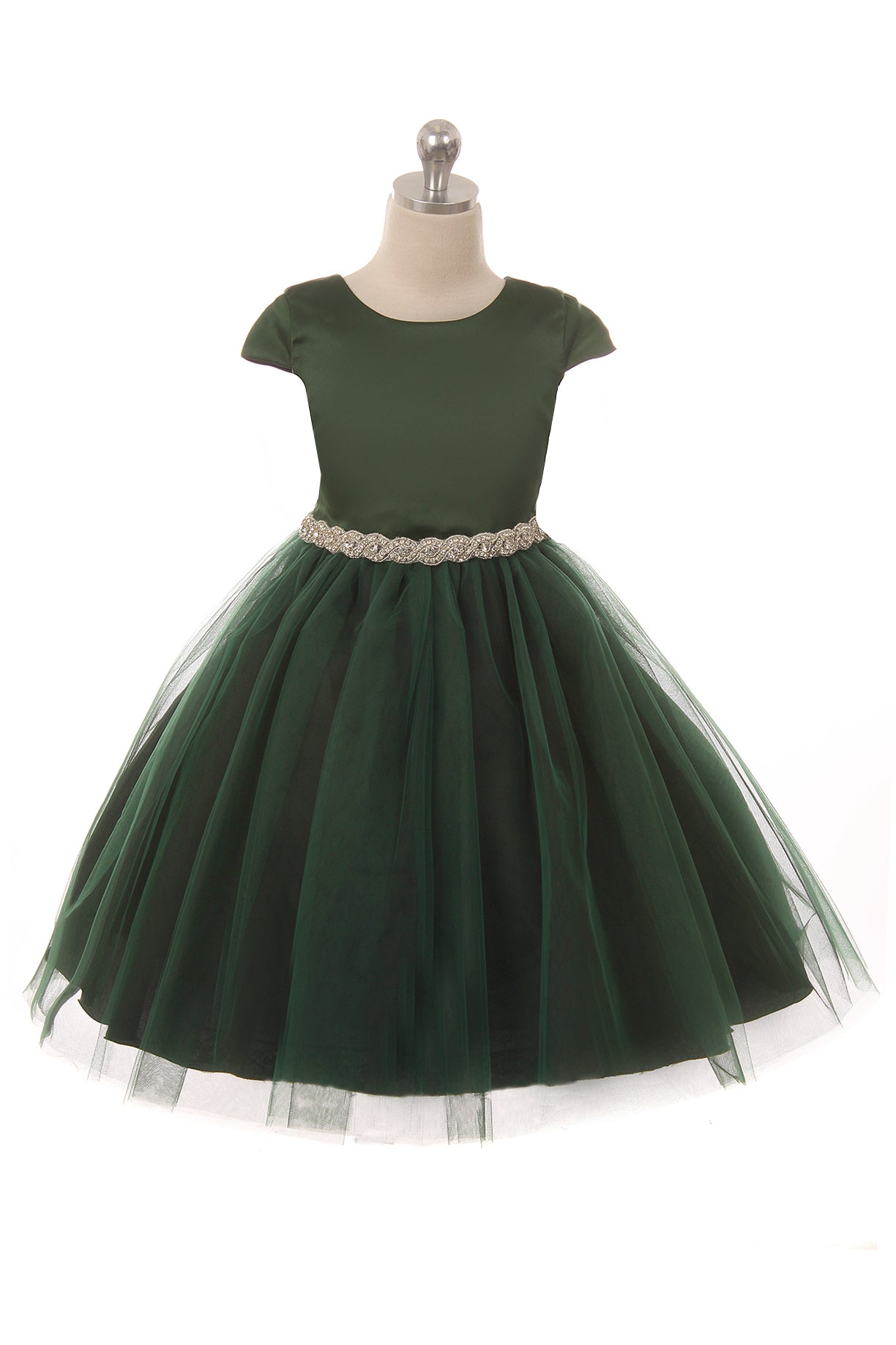 Style No. 452 Sleeve Satin Dress w/ Tulle