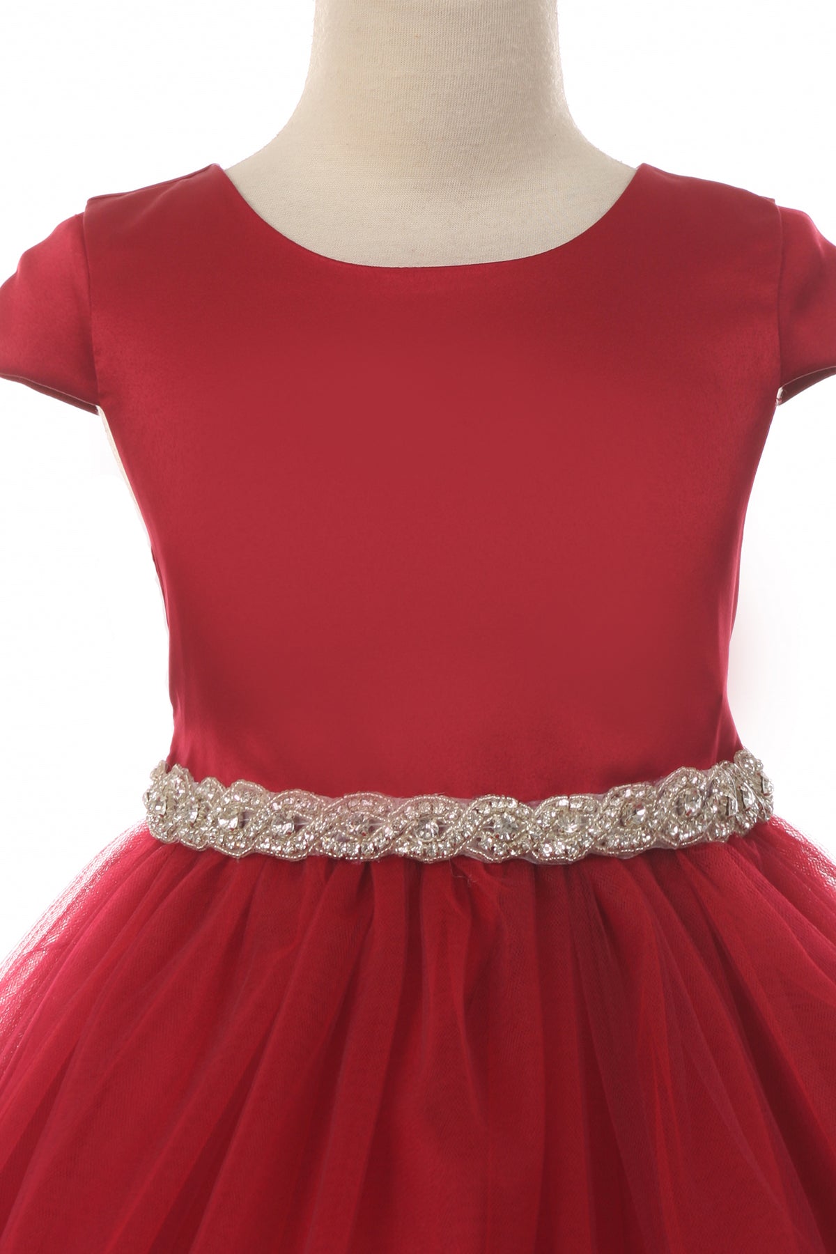 Style No. 452 Sleeve Satin Dress w/ Tulle